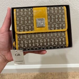 Giani Bernini Canvas Wallet with Yellow Trim